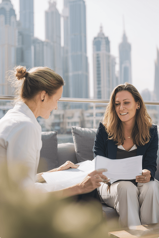 Real estate professionals reviewing documents
